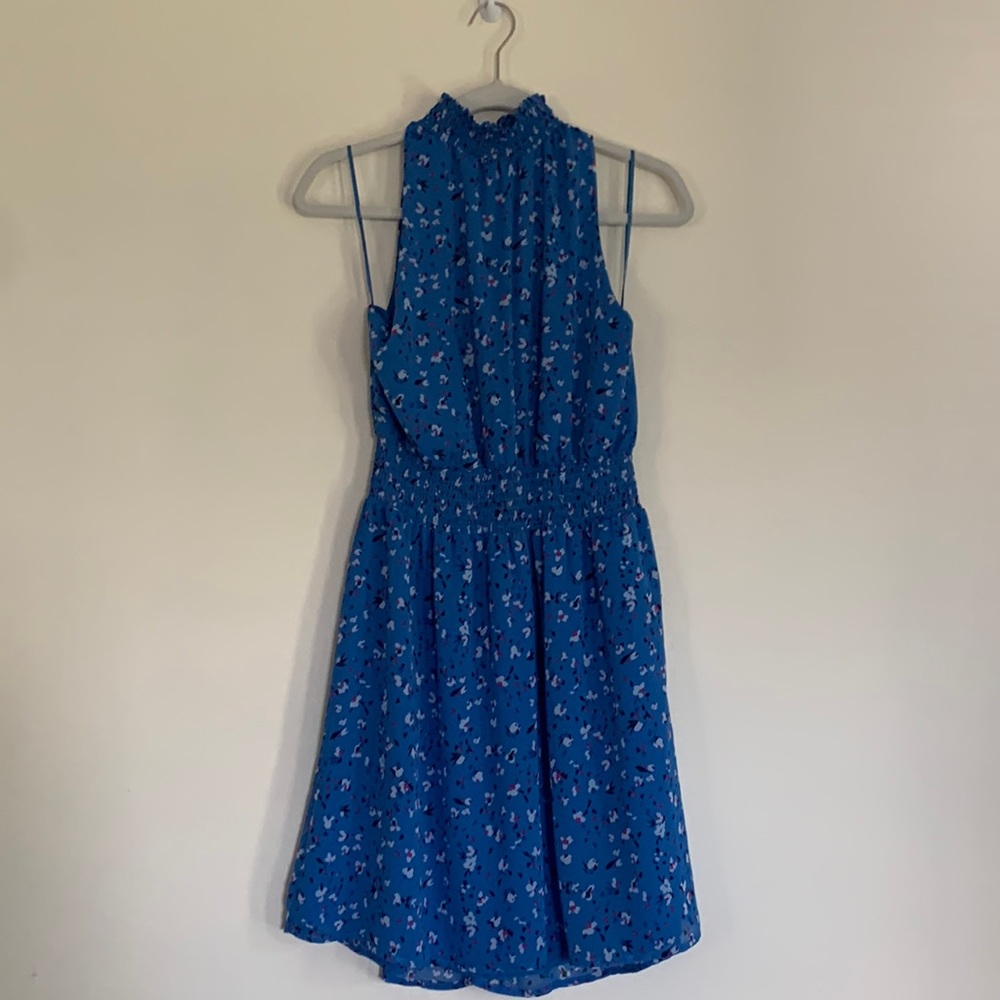 Blue high neck dress